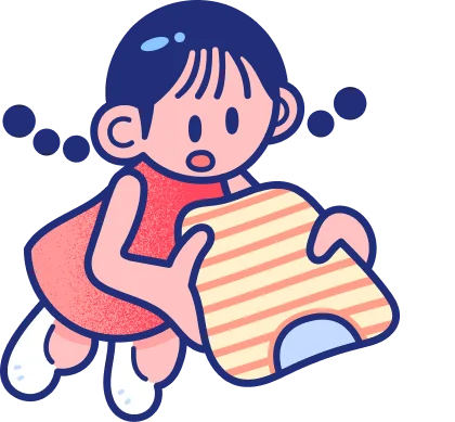 洗濯物をたたむ女の子のイラスト