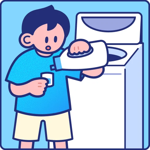 洗濯機をまわすイラスト