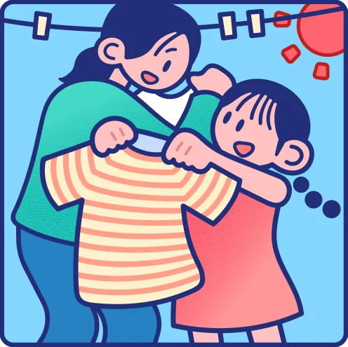 洗濯物を物干しに干すイラスト