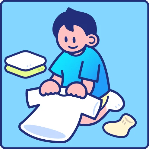 洗濯物をたたむイラスト